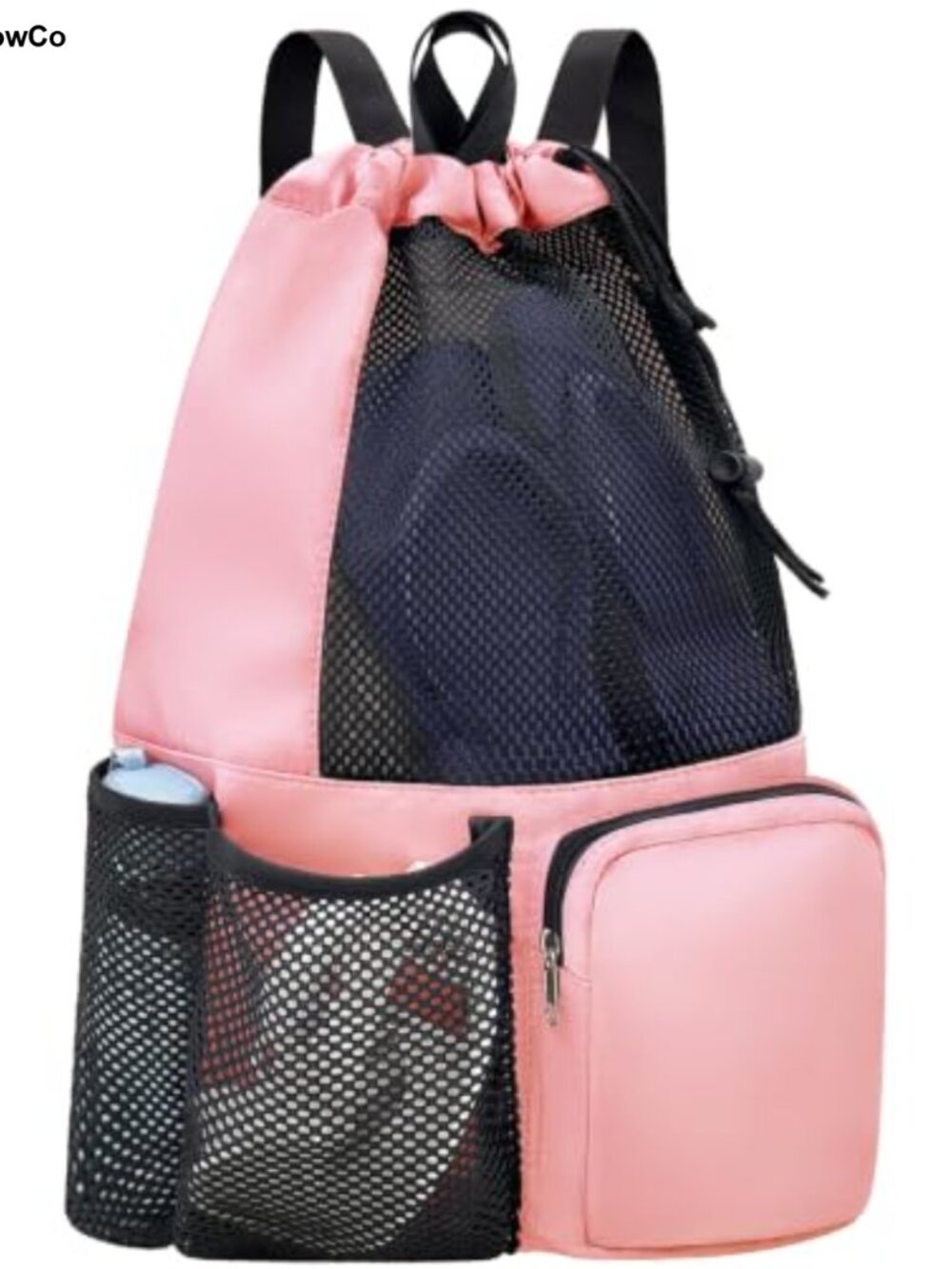 Mesh Drawstring Backpack Swim Beach Gym Bag Wet Pocket Water Resistant